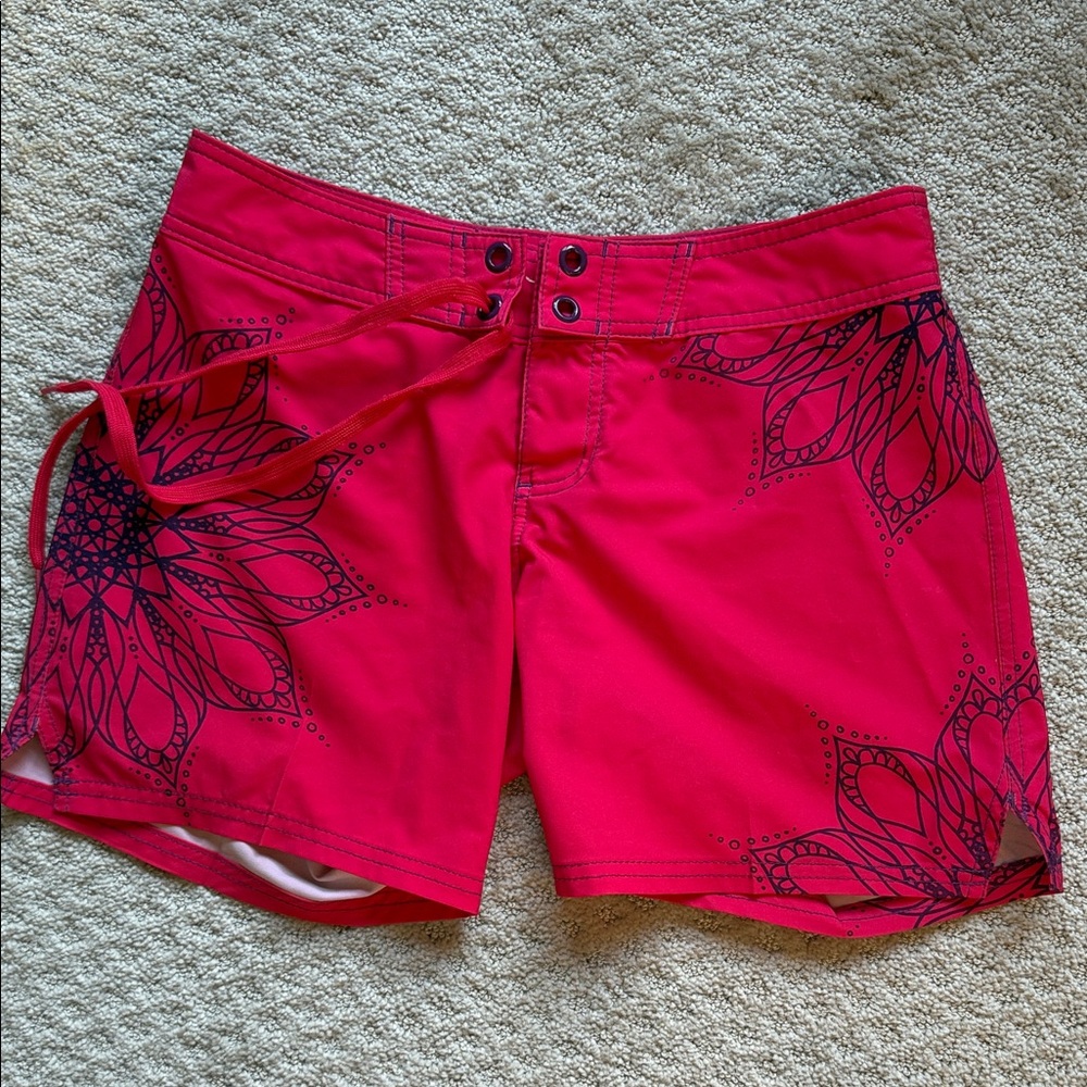 Prana Bright Pink Floral Women's Cargo Shorts